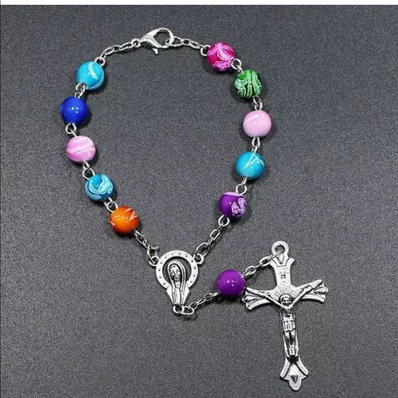 Rosary color Jesus bracelet charm - Picture 1 of 6